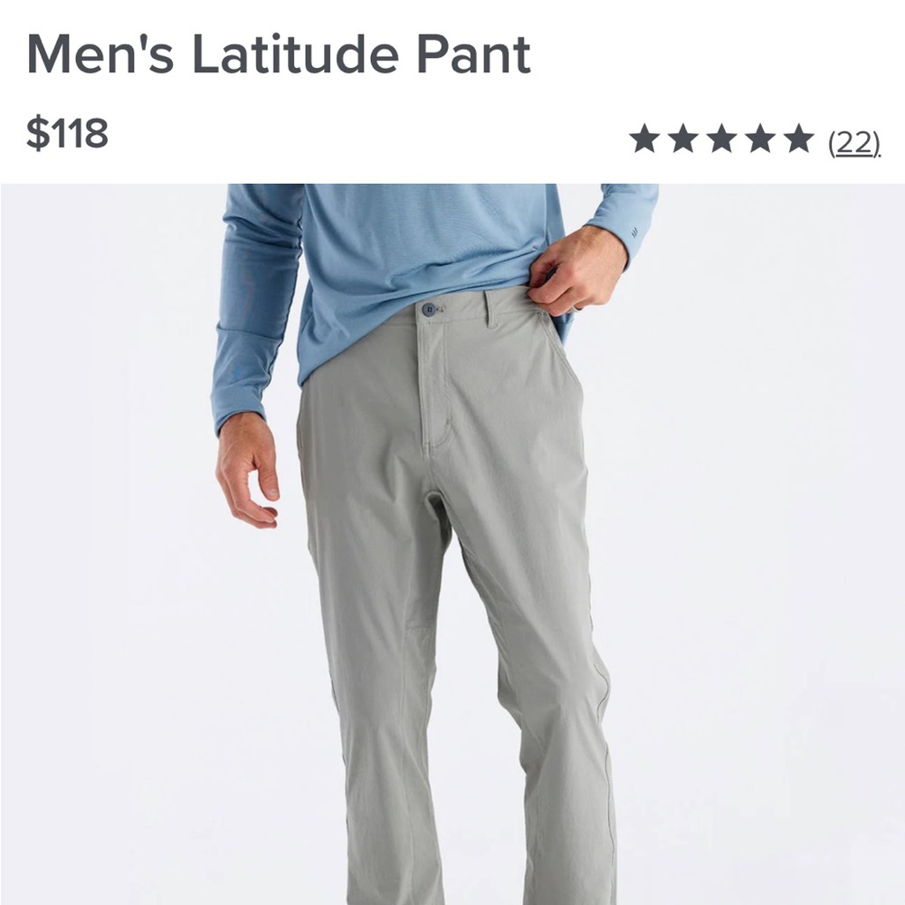 Freefly Latitude Men’s Ultra lightweight Pant size L.  NWOT!